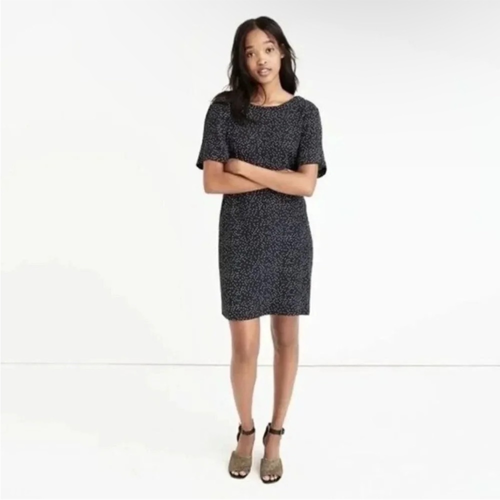 Madewell Shirt Dress Women’s Size 00 Black White Polka Dots Back Zipper Coquette